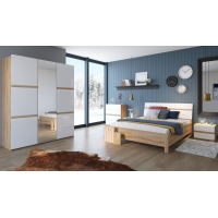 Комплект мебели для спальни №1 Дакота Сонома/белый глянец