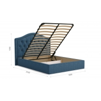 Мягкая кровать Элизабет 1600 ПМ Lecco ocean с пуговицами - Изображение 2
