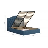 Мягкая кровать Элизабет 1800 ПМ Lecco ocean с пуговицами - Изображение 2