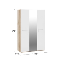 Шкаф комбинированный Фьюжн с 3 дверями (Дуб Делано, Белый глянец) - Изображение 2
