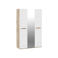 Шкаф комбинированный Фьюжн с 3 дверями (Дуб Делано, Белый глянец)