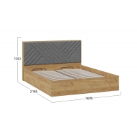 Кровать Хилтон 1600 Тип 1 с подъемным механизмом (Дуб Крафт золотой, Велюр Серый) - Изображение 1