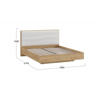 Кровать Миранда 1600 Тип 1 (без подъемного механизма) Дуб Крафт золотой, Белый глянец - Изображение 2
