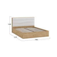 Кровать Миранда 1600 Тип 1 (с подъемным механизмом) с заглушиной Дуб Крафт золотой, Белый глянец - Изображение 1