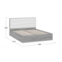 Кровать Миранда 1600 Тип 1 (с подъемным механизмом) с заглушиной Дуб Гамильтон, Белый глянец - Изображение 2
