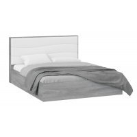 Кровать Миранда 1600 Тип 1 (с подъемным механизмом) с заглушиной Дуб Гамильтон, Белый глянец