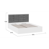 Кровать 1600 Тесса с подъемным механизмом с заглушиной (Белый Жемчуг, Рогожка Серая) - Изображение 1
