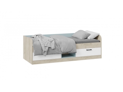 Кровать комбинированная Оливер Тип 1 (Дуб крафт серый, Белый, Серо-голубой)