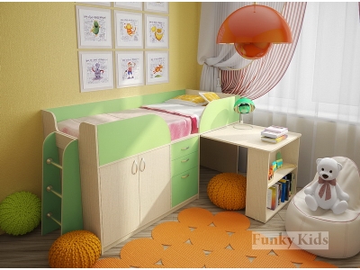 Детская кровать чердак с рабочей зоной Фанки Кидз 10