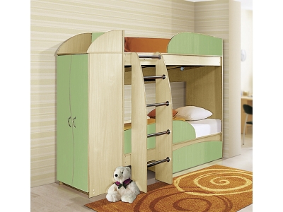 Двухъярусная кровать Омега 4А со шкафом