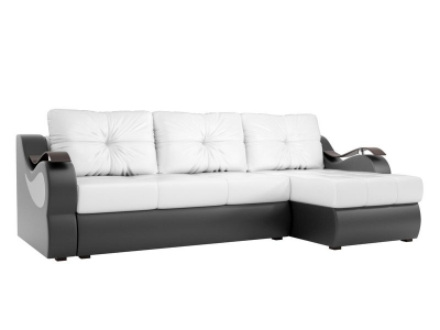 Угловой диван Меркурий (экокожа белый черный) 