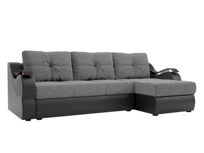 Угловой диван Меркурий (рогожка серый экокожа черный)  