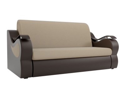 Прямой диван Меркурий (бежевый\коричневый) рогожка экокожа