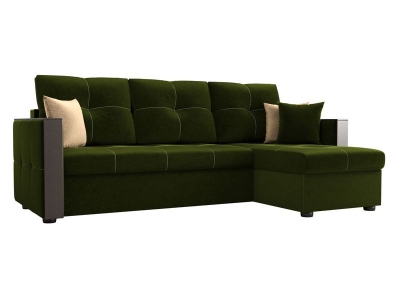 Угловой диван Валенсия (микровельвет зеленый)