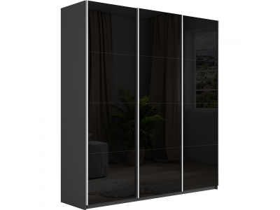 Шкаф-купе Прайм 3-х дверный (2100) Серый диамант/Черное стекло