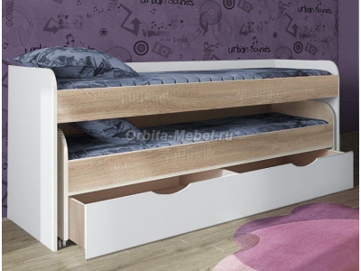 Двухъярусная низкая кровать с выдвижным ящиком Фанки Кидз-8