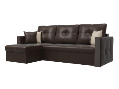 Угловой диван Валенсия (экокожа коричневый)
