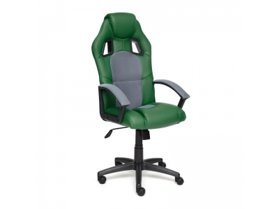 Кресло DRIVER кож/зам/ткань, зеленый/серый