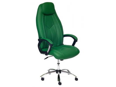 Кресло BOSS (хром) кож/зам, зеленый перфорированный