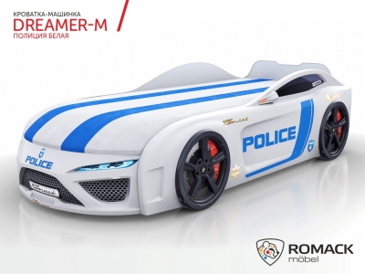 Кровать машина Romack Dreamer-M Полиция белая