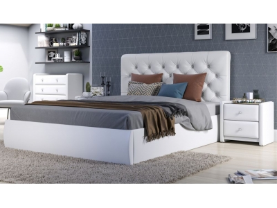 Мягкая кровать Беатриче 1400 ПМ Teos white со стразами