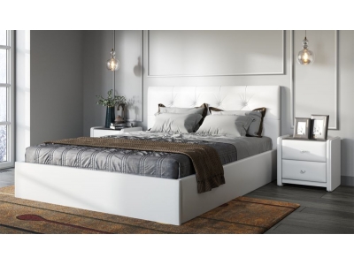 Мягкая кровать Женева 1600 (подъемник) Teos white