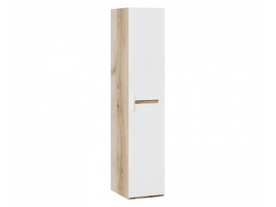 Шкаф для белья Фьюжн с 1-ой дверью Дуб Делано, Белый глянец