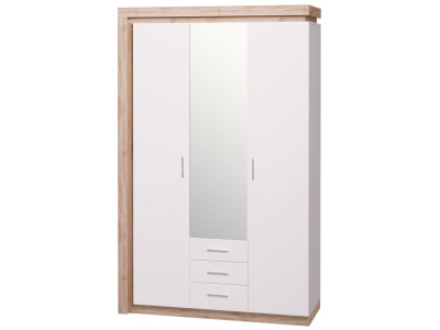 Шкаф для одежды с ящиками 3-х дверный с зеркалом Люмен №15