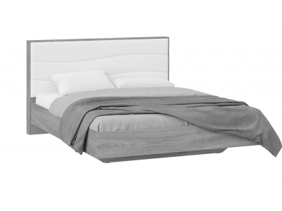 Кровать Миранда 1600 Тип 1 (без подъемного механизма) Дуб Гамильтон, Белый глянец