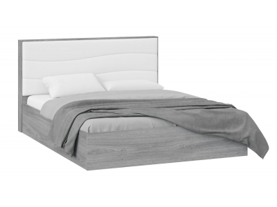 Кровать Миранда 1600 Тип 1 (с подъемным механизмом) с заглушиной Дуб Гамильтон, Белый глянец