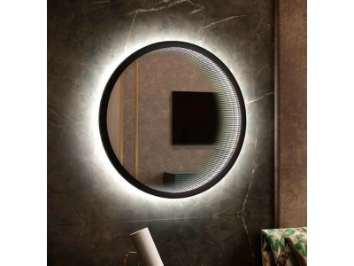 Зеркало с LED подсветкой Infinity Black d 600