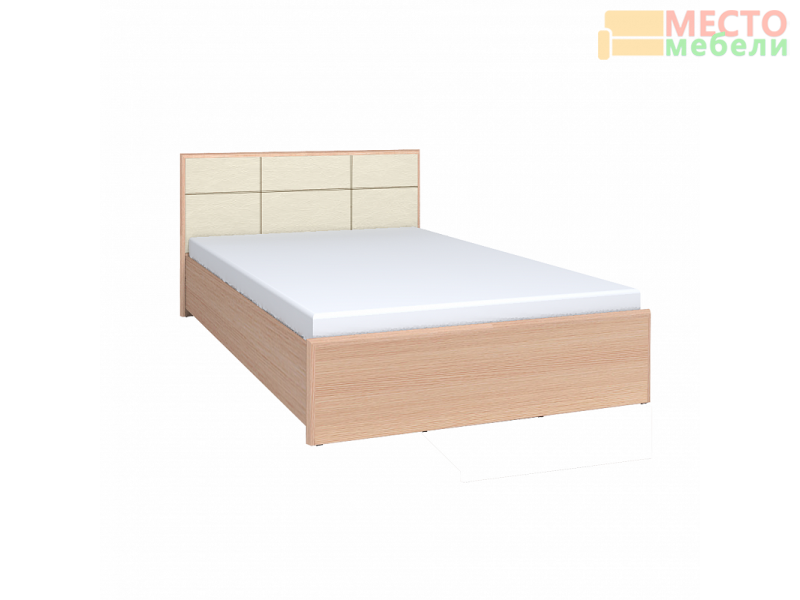 Кровать 1600 люкс Амели 201 с основанием металл (беленый дуб)