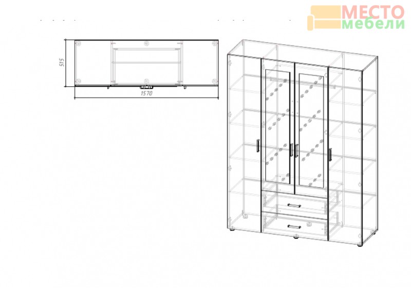 Шкаф эва 4х створчатый
