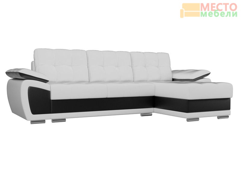 Угловой диван Нэстор экокожа (белый/черный) купить в Санкт-Петербурге