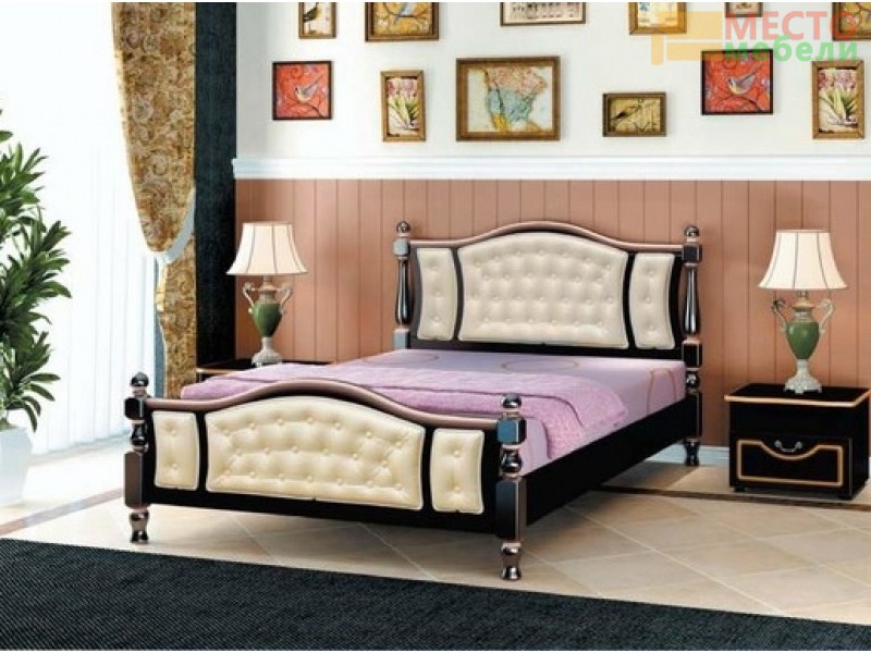 Кровать из массива Жасмин 160 см (орех темный)