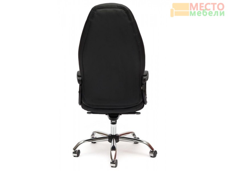 Кресло BOSS люкс (хром) кож/зам, черный перфорированный