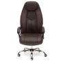 Кресло BOSS (хром) кож/зам, коричневый перфорированный - Изображение 1