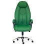 Кресло BOSS люкс (хром) кож/зам, зеленый перфорированный