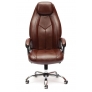 Кресло BOSS люкс (хром) кож/зам, коричневый перфорированный, 2 TONE - Изображение 2